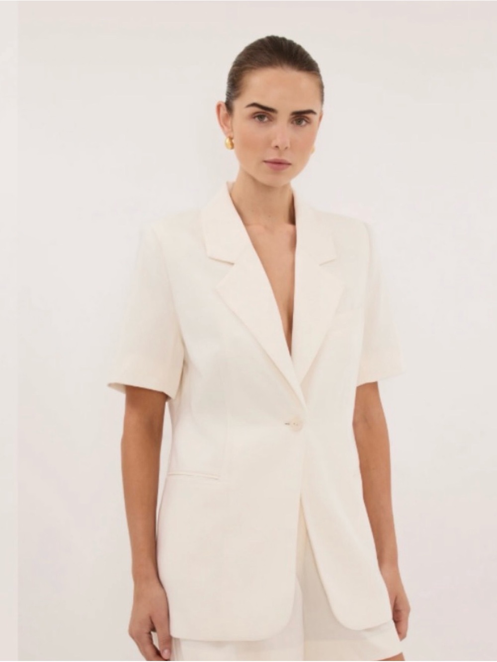 DISSH Cream Short-Sleeve Blazer